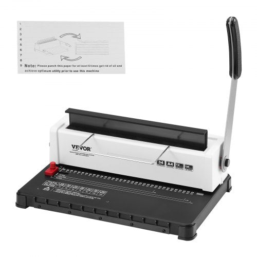 Coil Spiral Binding Machine, Manual Book Maker 34-Holes Binding 120 Sheets, Punch Binder Adjustable 4.76 mm - 14.29 mm Coil Binding Spines, for Letter Size, A4, A5.
