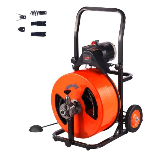 Drain Cleaner Machine Electric Drain Auger 30.5m x 19mm Auto Feed