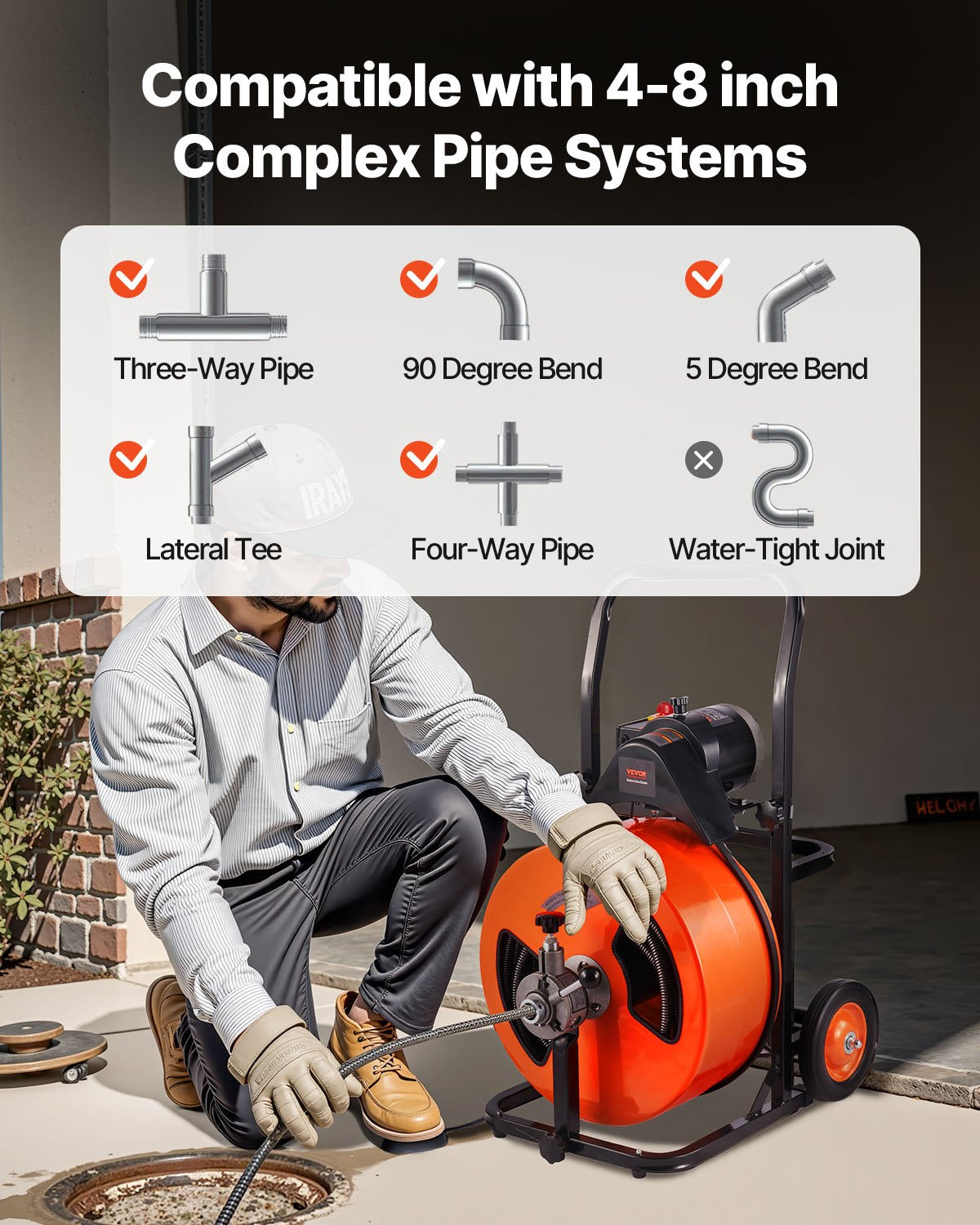 Avloppsrensningsmaskin Elektrisk avloppsskruv 30,5m x 19mm Automatisk matning