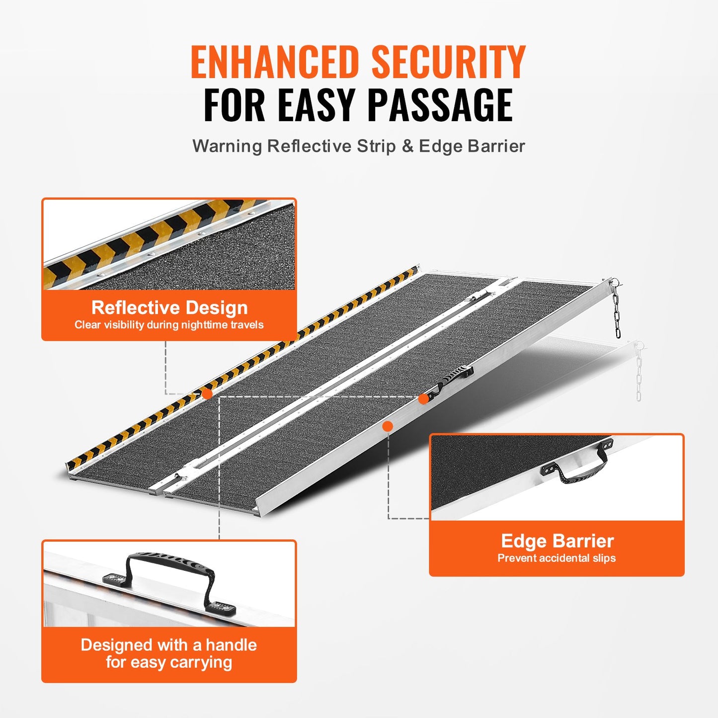 Portable Wheelchair Ramp, 121.9 cm 362.9 kg Capacity, Non-Slip Aluminum Folding Threshold Ramp, Foldable Mobility Scooter Ramp Wheel Chair Ramp, Handicap Ramp for Home Steps, Stairs, Doorways, Curbs