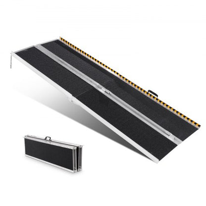 Portable Wheelchair Ramp, 7 ft 800 lbs Capacity, Non-Slip Aluminum Folding Threshold Ramp, Foldable Mobility Scooter Ramp Wheel Chair Ramp, Handicap Ramp for Home Steps, Stairs, Doorways, Curbs