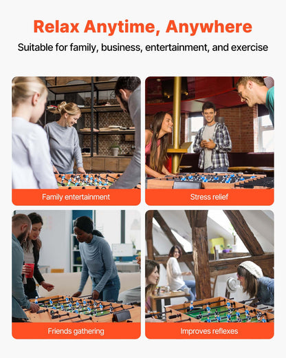 Folding Foosball Table, 106 cm Standard Size Table, Indoor Full Size Foosball Tables for Home, Family, and Game Room, Durable Soccer Set, Includes 2 Balls