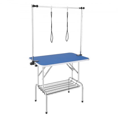 Pet Grooming Table Two Arms with Clamp, 915 x 610mm Dog Grooming Station, Foldable Pets Grooming Stand for Medium and Small Dogs, Free Two No Sit Haunch Holder with Grooming Loop, Bearing 150kg