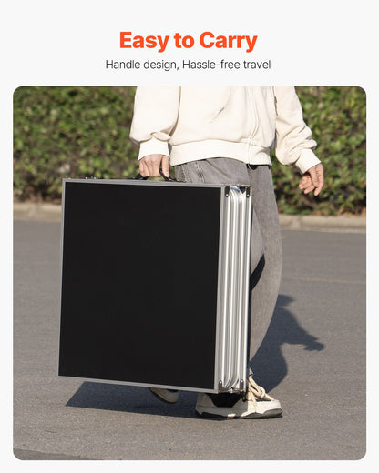 8 Foot Portable Beer Pong Table, Foldable Tailgate Table,Carrying Handles and 6 Pong Balls, Adjustable Height, Lightweight Table for Office, Tailgate Party, Travel and Camping, Black