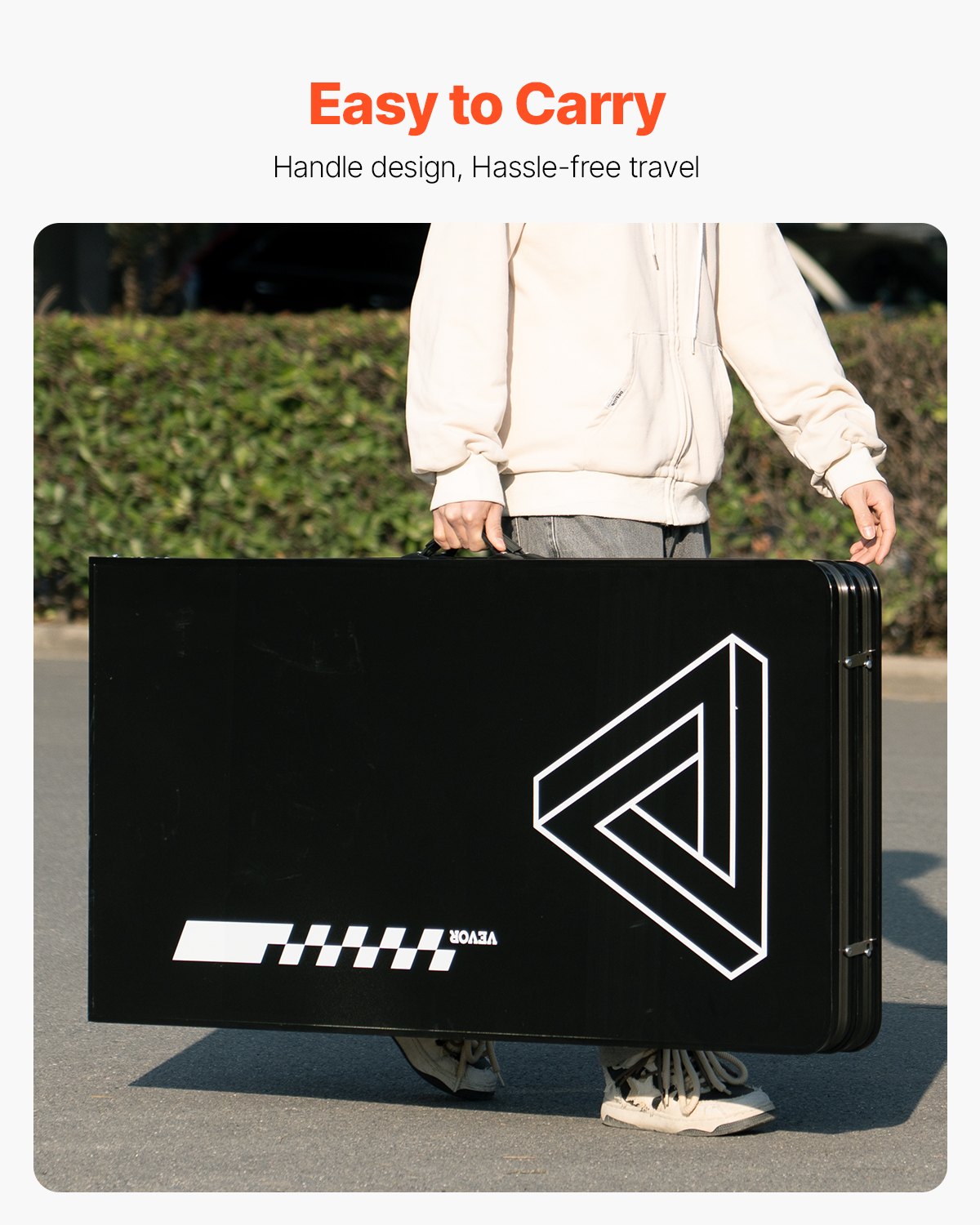 8 Foot Portable Beer Pong Table, Foldable 36 inch Heightened Table, Carrying Handles and 6 Pong Balls, Lightweight Tailgate Table for Office, Tailgate Party, Travel & Camping, Black