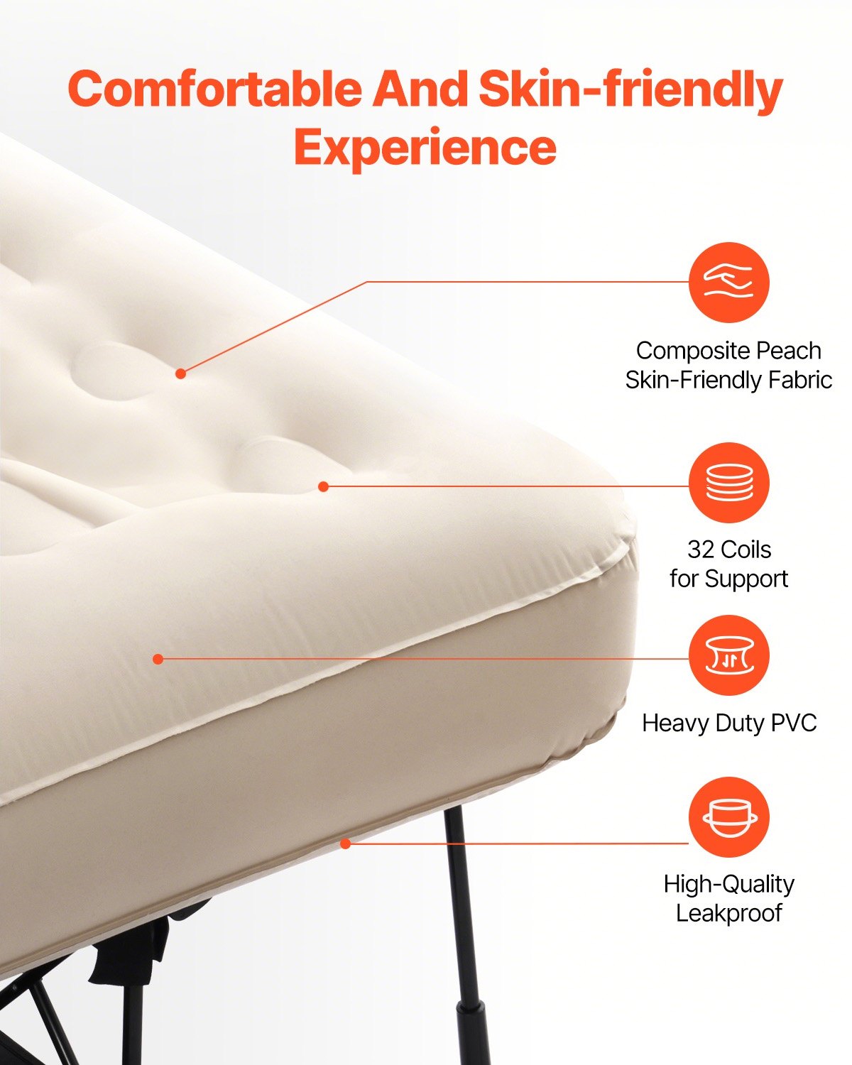 Air Mattress with Frame, Inflatable 1 Person Camping Cot with Built-in Pump, Portable Folding Air Beds Supports 300 lbs, Blow Up Anywhere Bed for Guests Camping Travel Indoor & Outdoor Use