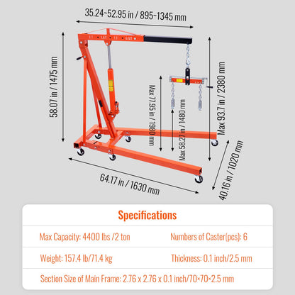 Motorlyft, nivåreglering, 1995,9 kg / 2 ton, körsbärsplockare, verkstadskran, lastlyftverktyg