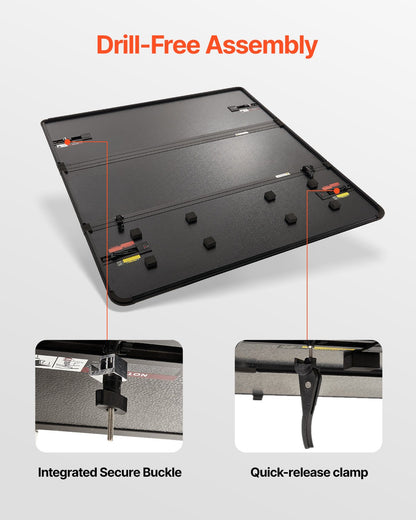 Tri-Fold Truck Bed Tonneau Cover, Compatible with 2019-2024 Chevy Silverado GMC Sierra 1500 (NOT FIT 19-24 Classic) 5'8" Bed, Fit 5.8' x 5.3' (70" x 63.3") Inside Bed, 400 lbs Capacity, Black