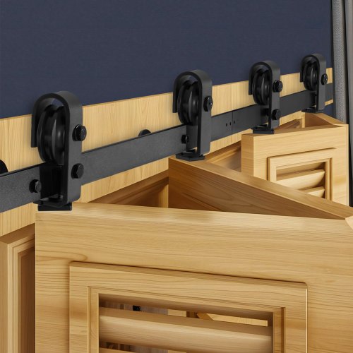 Bi-Folding Sliding Barn Door Hardware Track Kit, 60" Top Mount Track Kit, Slide Smoothly & Quietly, Heavy Duty, Easy to Install, Suitable for Four 14" Closet Pantry Laundry Doors (Not Included)