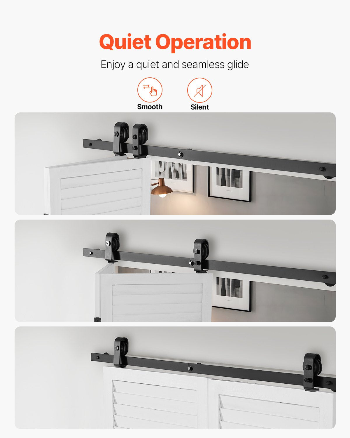 Bi-Folding Sliding Barn Door Hardware Track Kit, 52" Top Mount Track Kit, Slide Smoothly & Quietly, Heavy Duty, Easy to Install, Suitable for Two 24" Closet Pantry Laundry Doors (Not Included)