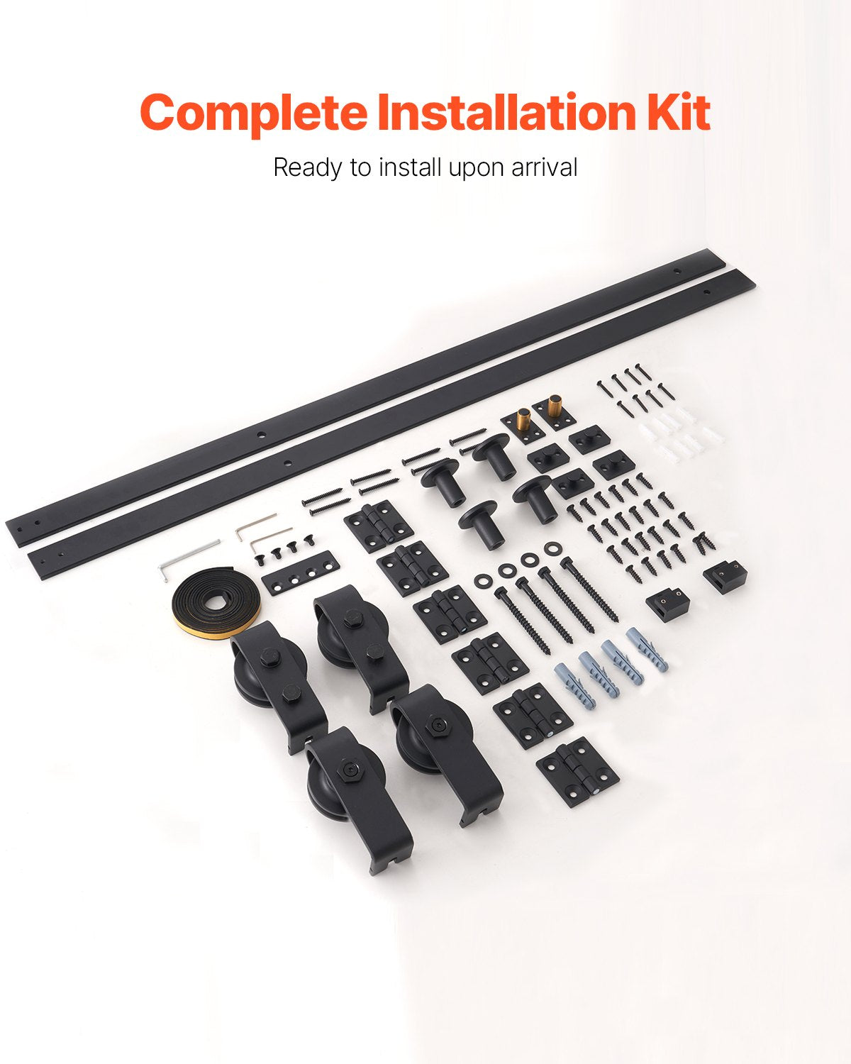 Bi-Folding Sliding Barn Door Hardware Track Kit, 76" Top Mount Track Kit, Slide Smoothly & Quietly, Heavy Duty, Easy to Install, Suitable for Four 18" Closet Pantry Laundry Doors (Not Included)