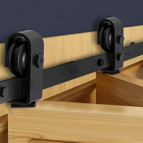 Bi-Folding Sliding Barn Door Hardware Track Kit, 36" Top Mount Track Kit, Slide Smoothly & Quietly, Heavy Duty, Easy to Install, Suitable for Two 16" Closet Pantry Laundry Doors (Not Included)