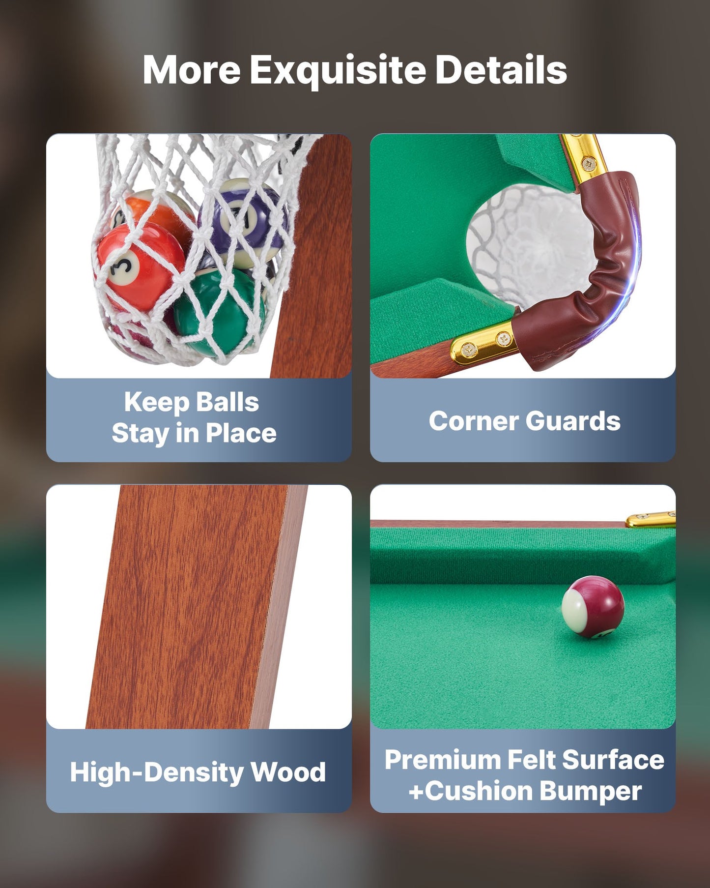 Hopfällbart biljardbord, 140 cm bärbara biljardbord, hopfällbart platsbesparande underhållningsset inkluderar boll, biljardkö, ställ, krita, borste, brunt med butterfly-tyg, för familjebruk, rekreationsrum