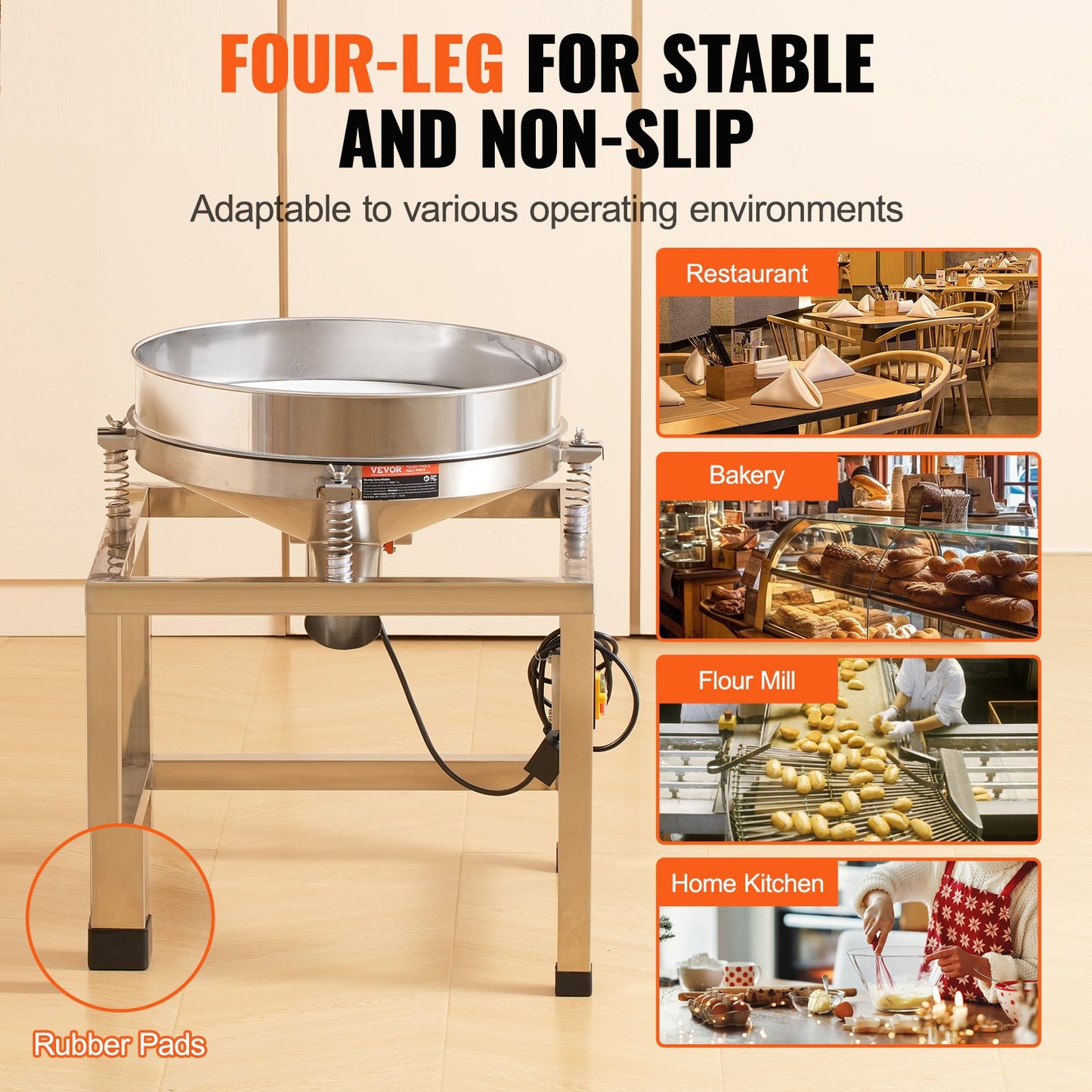 Automatisk elektrisk vibrerande sil, skakmaskin i rostfritt stål med 40+100 mesh, 25W automatisk pulversiktmaskin med stativ och hjul, för mjölpulver, mungbönor, ris, hirs