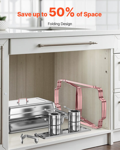 Chafing Dish Buffet Set, 8 Qt 2 Pack, Stainless Steel Chafer with 2 Full Size Pans, Rectangle Catering Warmer Server with Lid Water Pan Stand Fuel Holder, for Wedding Party Banquet, Rose Gold