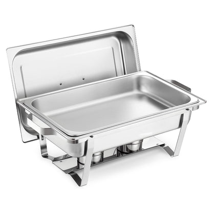 Rectangle Chafing Dish, 8.5L 2 Pack Stainless Steel Chafing Dish, Food Warmer Chafer Complete Set with Hollow Handle, 1 Food Tongs, Lid, Fuel Holder, Chafer Dishes for Banquet Party Wedding
