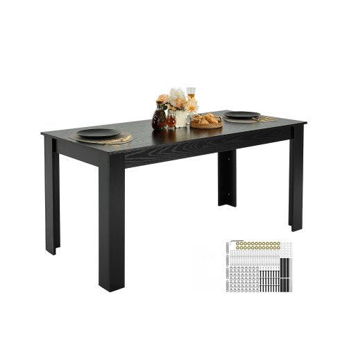 Rectangle Dining Table, 63 inch Length Large Wood Tables for 4-6 Person, Modern Dinner Furniture, Conference Desk Supporting for 330LBS, for Home Kitchen Living Room, Black(Only Table)