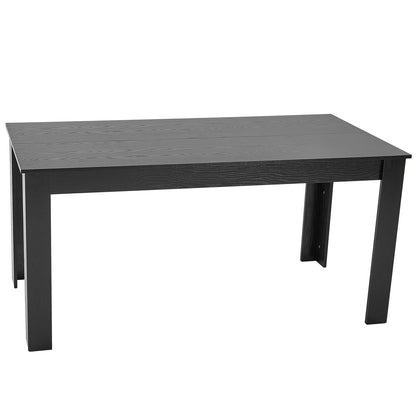 Rektangulärt matbord, 63 tum långt stort träbord för 4-6 personer, moderna middagsmöbler, konferensbord med stöd för 136 kg, för kök och vardagsrum, svart (endast bord)