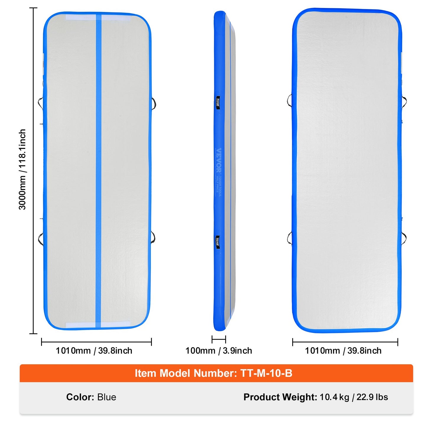 3,1 m uppblåsbar gymnastikmatta med pump för tumbling och airtrack