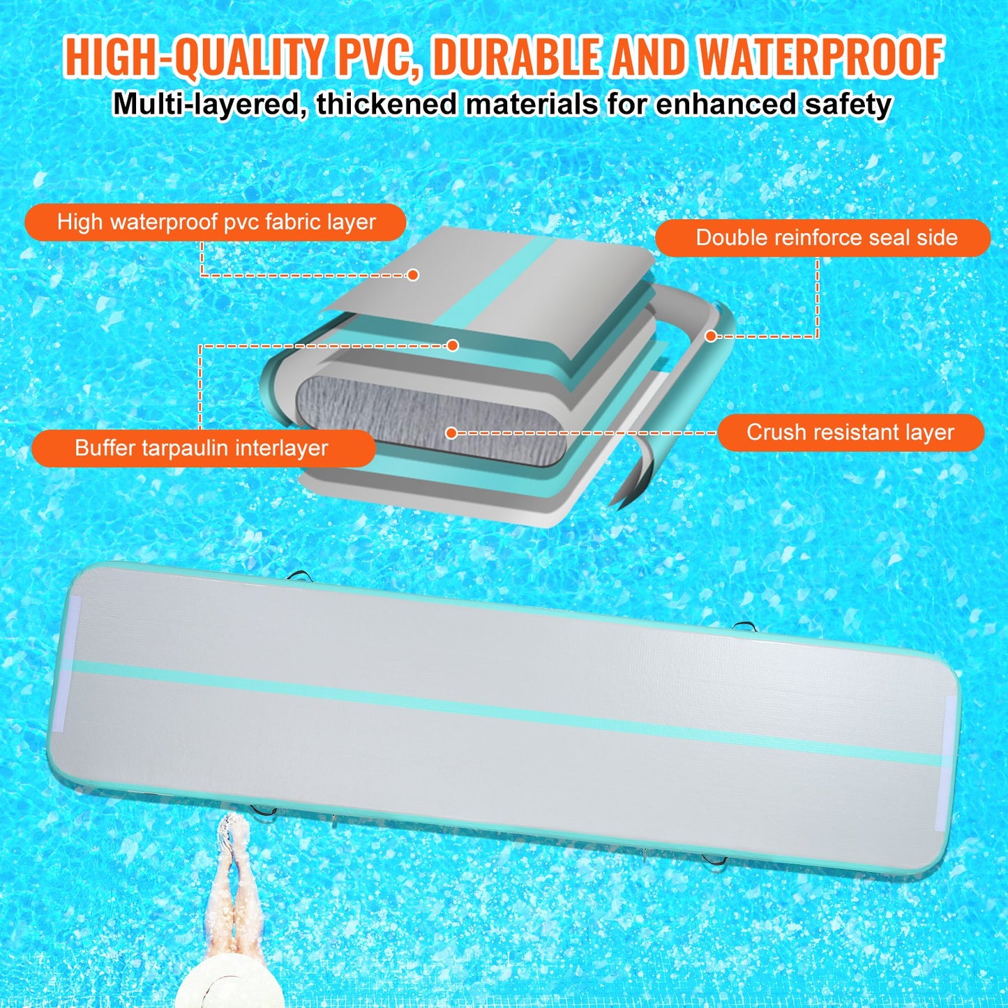 4 m uppblåsbar gymnastikmatta med pump för tumbling och airtrack