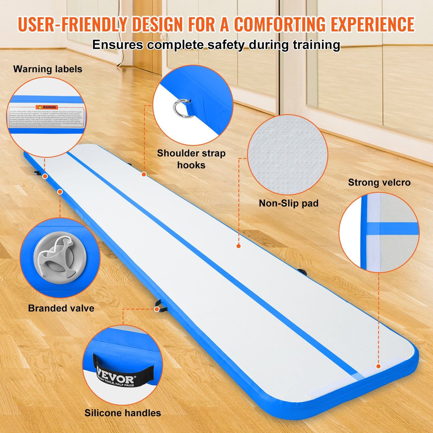 6,1 m uppblåsbar gymnastikmatta med pump för tumbling och airtrack
