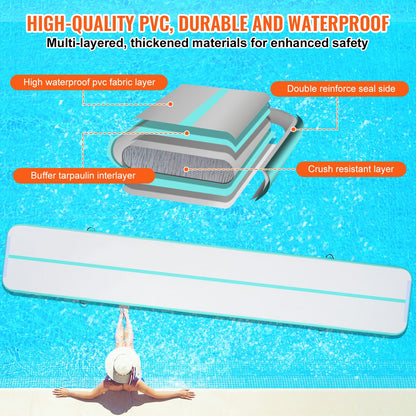 6,1 m uppblåsbar gymnastikmatta med pump för tumbling och airtrack