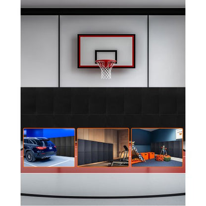 Gym Wall Padding, 60 x 20 x 2 inch Tear-Resistant Wall Mat, Removable 2" Thick Foam High Density Basketball Court Wall-Mounted Padding, Durable Waterproof Protective Pad for Gym Garage Basement
