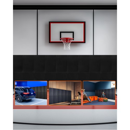 Gym Wall Padding, 60 x 20 x 2 inch Tear-Resistant Wall Mat, Removable 2" Thick Foam High Density Basketball Court Wall-Mounted Padding, Durable Waterproof Protective Pad for Gym Garage Basement