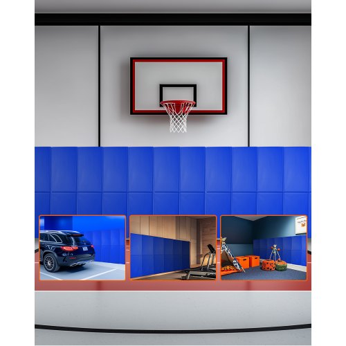 Gym Wall Padding, 71 x 24 x 2 inch Tear-Resistant Wall Mat, Removable 2" Thick Foam High Density Basketball Court Wall-Mounted Padding, Durable Waterproof Protective Pad for Gym Garage Basement