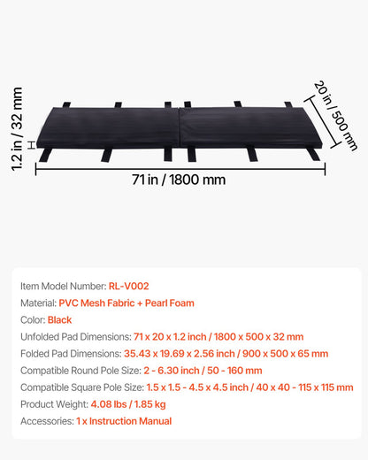 Basketball Pole Pad, 71 inch Tall and 1.2 inch Thick Heavy Duty Wrap Around Pole Padding, Fits 2-6.3 Round & 4.5x4.5 inch Square Pole, All-weather Waterproof Protective Pad for Basement Garage