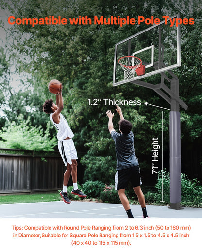 Basketball Pole Pad, 71 inch Tall and 1.2 inch Thick Heavy Duty Wrap Around Pole Padding, Fits 2-6.3 Round & 4.5x4.5 inch Square Pole, All-weather Waterproof Protective Pad for Basement Garage