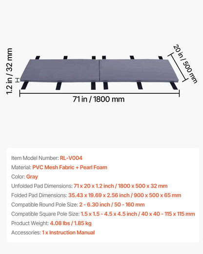 Basketball Pole Pad, 71 inch Tall and 1.2 inch Thick Heavy Duty Wrap Around Pole Padding, Fits 2-6.3 Round & 4.5x4.5 inch Square Pole, All-weather Waterproof Protective Pad for Basement Garage