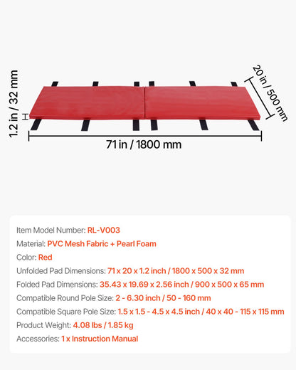 Basketball Pole Pad, 71 inch Tall and 1.2 inch Thick Heavy Duty Wrap Around Pole Padding, Fits 2-6.3 Round & 4.5x4.5 inch Square Pole, All-weather Waterproof Protective Pad for Basement Garage