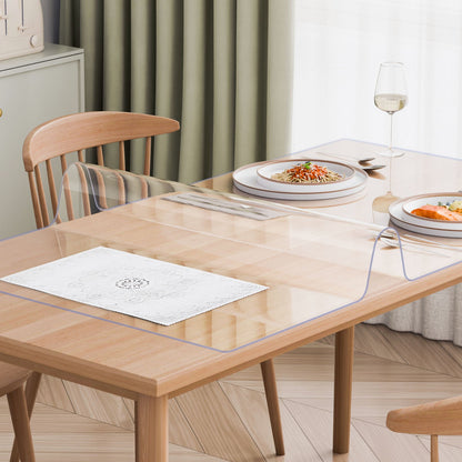 Plastbordsskydd, 24 x 48 tum 2,0 mm tjockt genomskinligt bordsskydd, rektangulär PVC-skrivbordsmatta, vattentät och lättrengörande skrivbordsunderlägg, för kontorsbyrå, matbord, nattduksbord