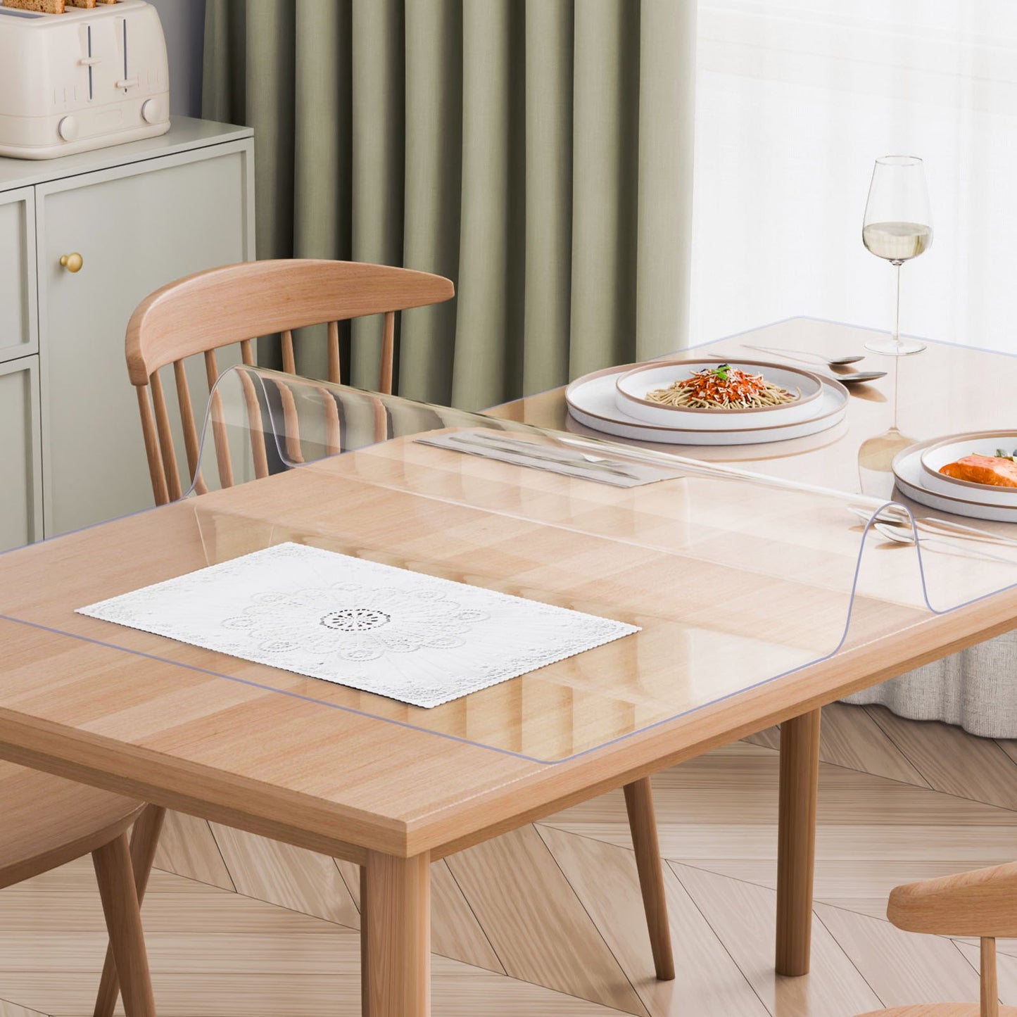 Plastbordsskydd, 36 x 48 tum 1,5 mm tjockt genomskinligt bordsskydd, rektangulär PVC-skrivbordsmatta, vattentät och lättrengörande skrivbordsunderlägg, för kontorsbyrå, matbord, nattduksbord