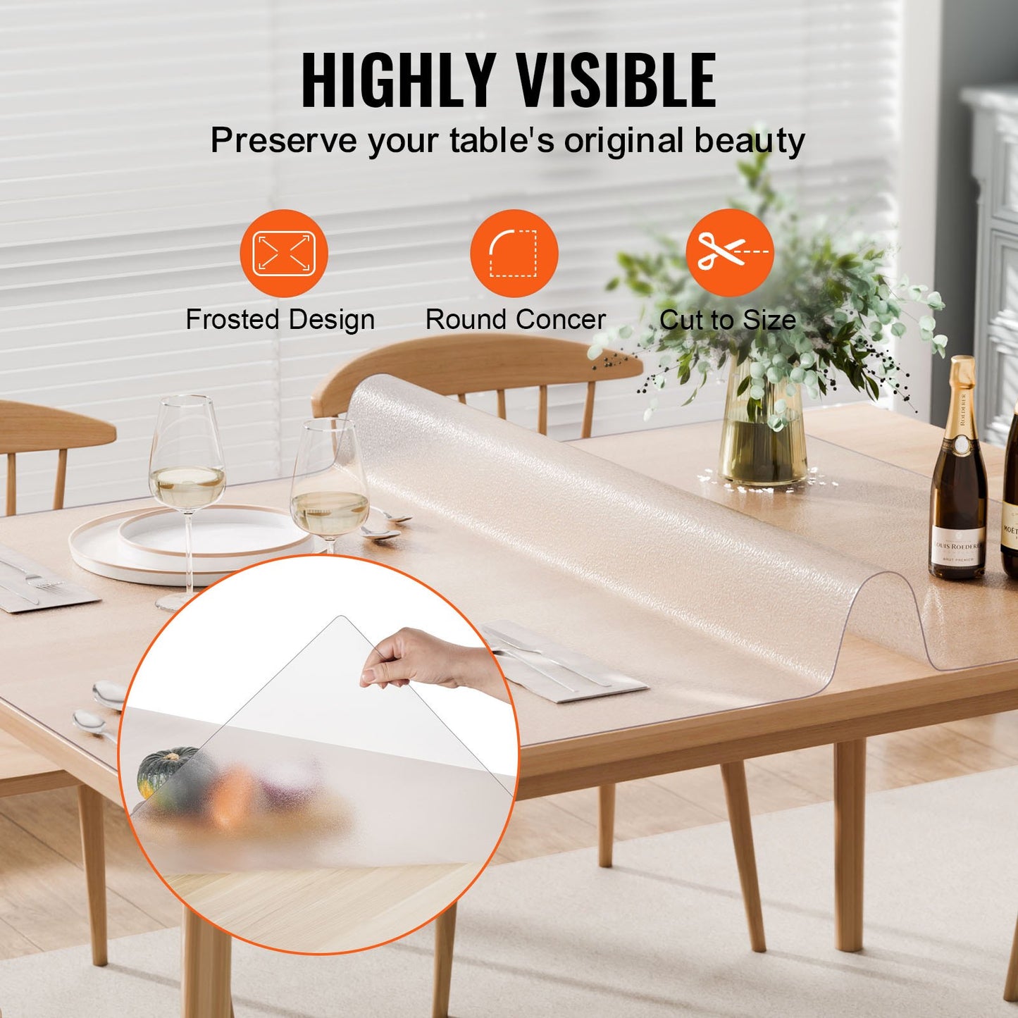 Plastbordsskydd, 36 x 60 tum 1,5 mm tjockt frostat bordsskydd, rektangulär PVC-skrivbordsmatta, vattentät och lättrengörande skrivbordsunderlägg, för kontorsbyrå, matbord, nattduksbord