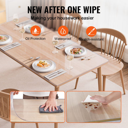 Plastic Table Cover, 40 x 60 Inch 1.5 mm Thick Clear Table Protector, Rectangle PVC Desk Mat, Waterproof & Easy Cleaning Desk Pad Tablecloth, for Office Dresser Dining Room Table Night Stand