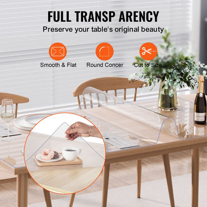 Plastic Table Cover, 40 x 80 Inch 2.0 mm Thick Clear Table Protector, Rectangle PVC Desk Mat, Waterproof & Easy Cleaning Desk Pad Tablecloth, for Office Dresser Dining Room Table Night Stand