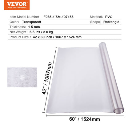 Plastic Table Cover, 42 x 60 Inch 1.5 mm Thick Frosted Table Protector, Rectangle PVC Desk Mat, Waterproof & Easy Cleaning Desk Pad Tablecloth, for Office Dresser Dining Room Table Night Stand