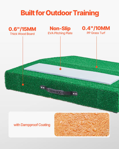 Pitching Mound, Portable Baseball Pitcher's Mound, 31 in Indoor Outdoor Pitching Practice and Training Equipment, Softball Pitching Aids with Antifade Turf, Pitching Rubber, Carry Handle
