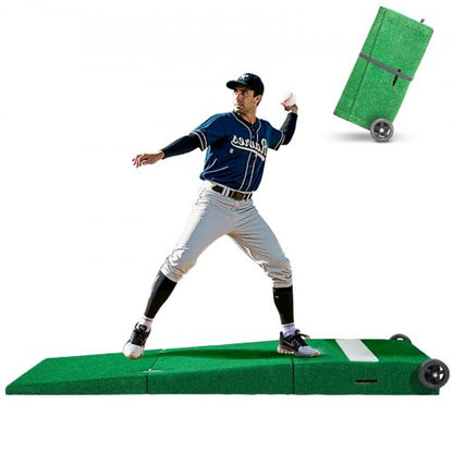 Pitching Mound, bärbar basebollkastarhög, 237 cm inomhus- och utomhusutrustning för pitchingträning, softbollshjälpmedel med antifade-gräs, pitchinggummi, bärhandtag