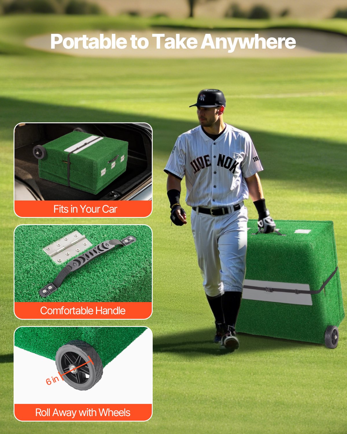 Pitching Mound, bärbar basebollkastarhög, 237 cm inomhus- och utomhusutrustning för pitchingträning, softbollshjälpmedel med antifade-gräs, pitchinggummi, bärhandtag