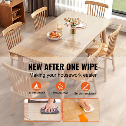 Clear Table Cover Protector, 18" x 36" Rectangle Table Cover, 1.5 mm Thick PVC Plastic Tablecloth, Waterproof Desktop Protector for Writing Desk, Coffee Table, Dining Room Table