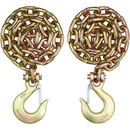 G80 Transport Binder Chain, 3/8" x 2.9' 2-Pack Tow Chain with Clevis Snap Hook, 7100 lbs Safe Working Load, Heavy Duty Logging Chain for Transporting Towing Truck Tie Down Binding Equipment