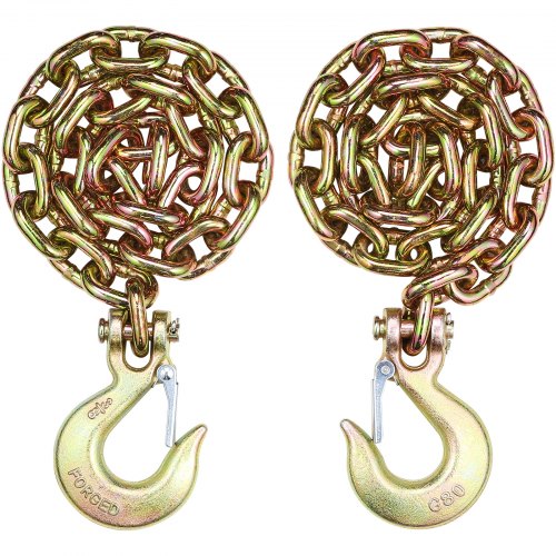 G80 Transport Binder Chain, 3/8" x 2.9' 2-Pack Tow Chain with Clevis Snap Hook, 7100 lbs Safe Working Load, Heavy Duty Logging Chain for Transporting Towing Truck Tie Down Binding Equipment