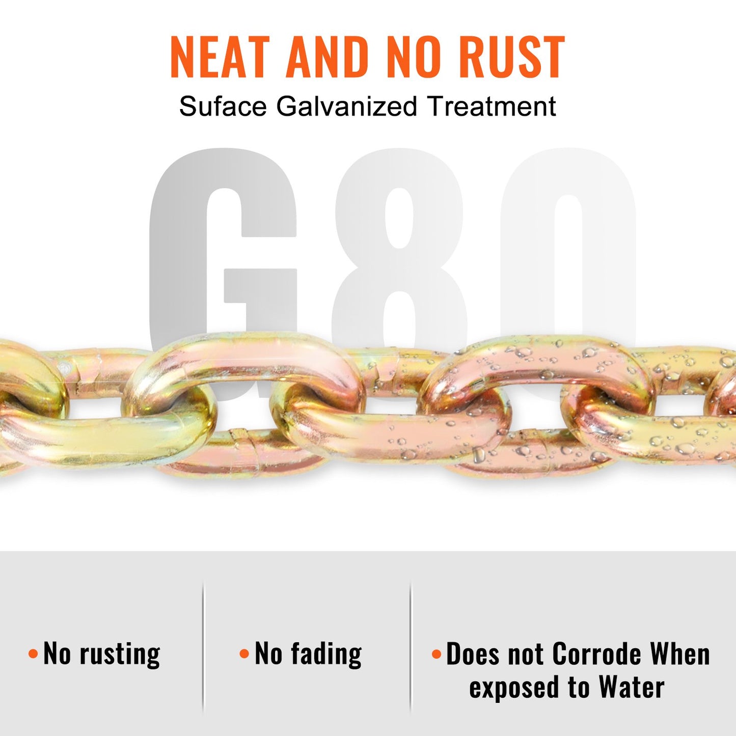 Transport Binder Chain, 3218.07 kg Working Load Limit, 9.53 mm x 6.10 m G80 Tow Chain Tie Down with Grab Hooks, DOT Certified, Galvanized Coating Manganese Steel for Dock Factory Construction Site, 2 Pack