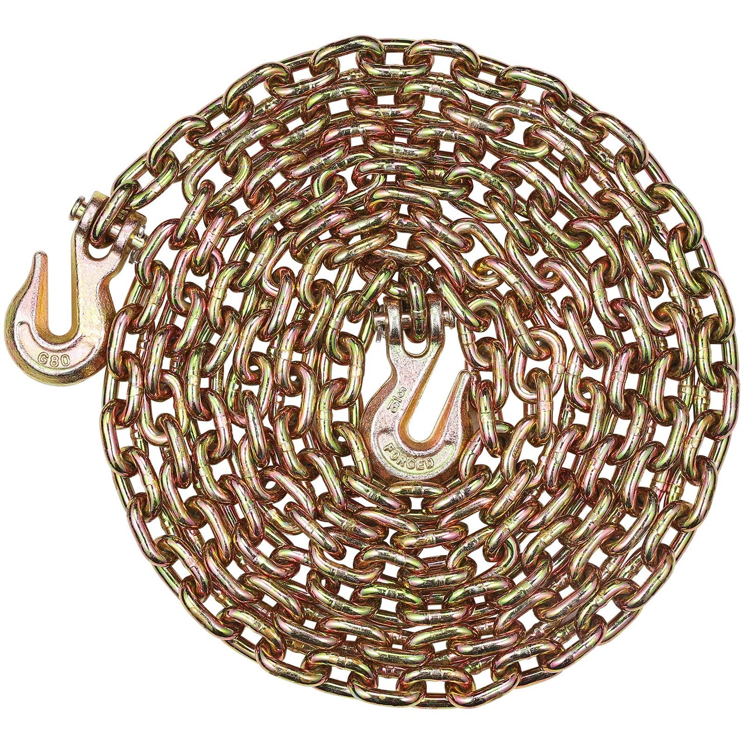 G80 Transport Binder Chain, 5/16" x 14.2' Tow Chain with Clevis Grab Hooks, 4900 lbs Safe Working Load, Heavy Duty Trailer Logging Chain for Transporting Towing Truck Tie Down Binding Equipment