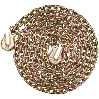 G80 Transport Binder Chain, 5/16" x 14.2' Tow Chain with Clevis Grab Hooks, 4900 lbs Safe Working Load, Heavy Duty Trailer Logging Chain for Transporting Towing Truck Tie Down Binding Equipment