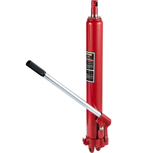 Hydraulic Long Ram Jack, 3 Tons/6600 lbs Capacity, with Single Piston Pump and Clevis Base, Manual Cherry Picker with Handle, for Garage/Shop Cranes, Engine Lift Hoist, Red