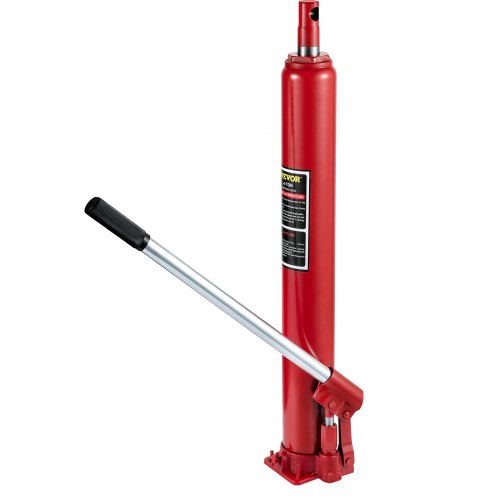 Hydraulic Long Ram Jack, 4 Tons/8818 lbs Capacity, with Single Piston Pump and Flat Base, Manual Cherry Picker with Handle, for Garage/Shop Cranes, Engine Lift Hoist, Red